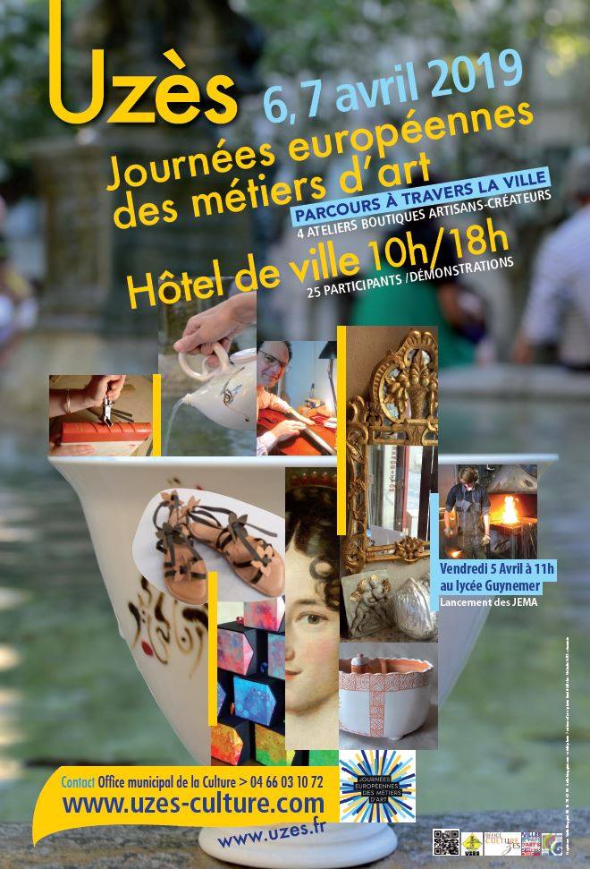 Affiche des Journées Européennes des Métiers d'Art à Uzès les 6 et 7 avril 2019