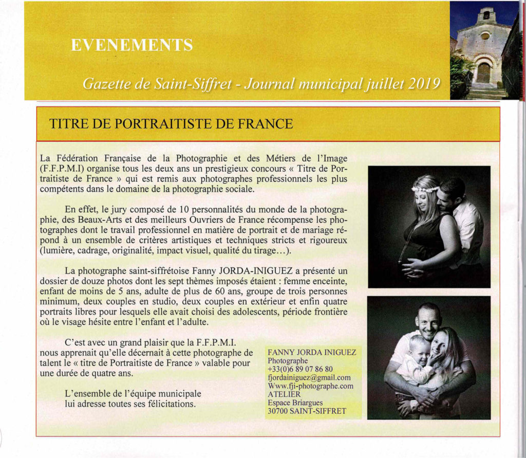 Titre de Portraitiste de France Gazette Saint-Siffret