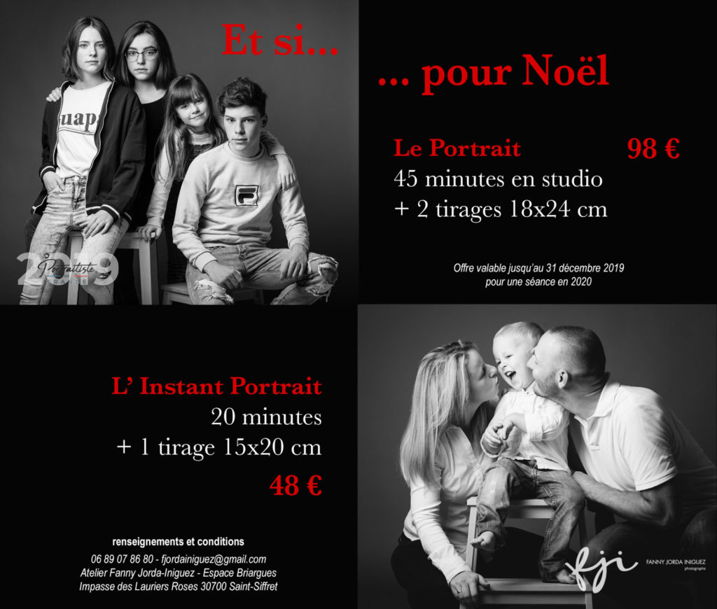 Offre de Noël 2019
Offrez ou offrez-vous un portrait pour Noël